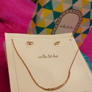 NIB  STELLA &  DOT  PAVE SIDE BAR SET NECKLACE EARRING‎ SET